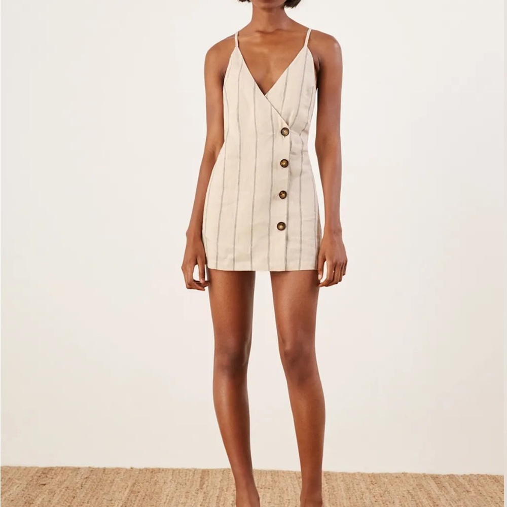 Reformation Cayman White Cream Buttoned Mini Sundress